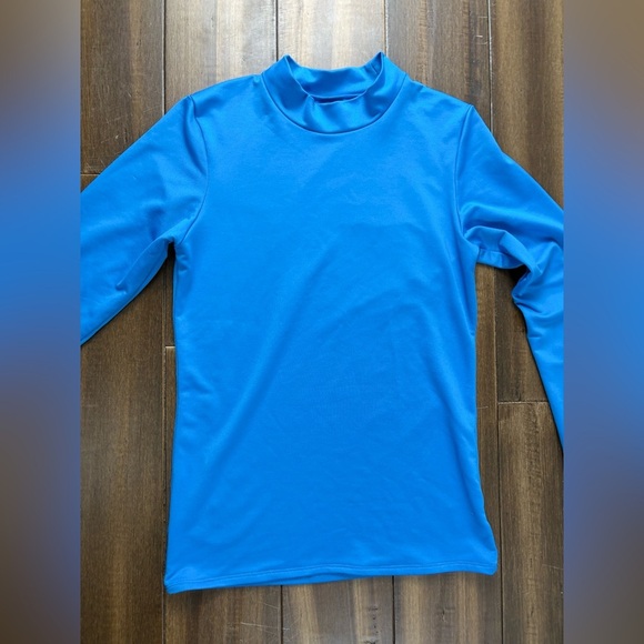 Junior size XL Champion Blue Mock Neck Long Sleeve Shirt Athletic Top - Picture 2 of 10